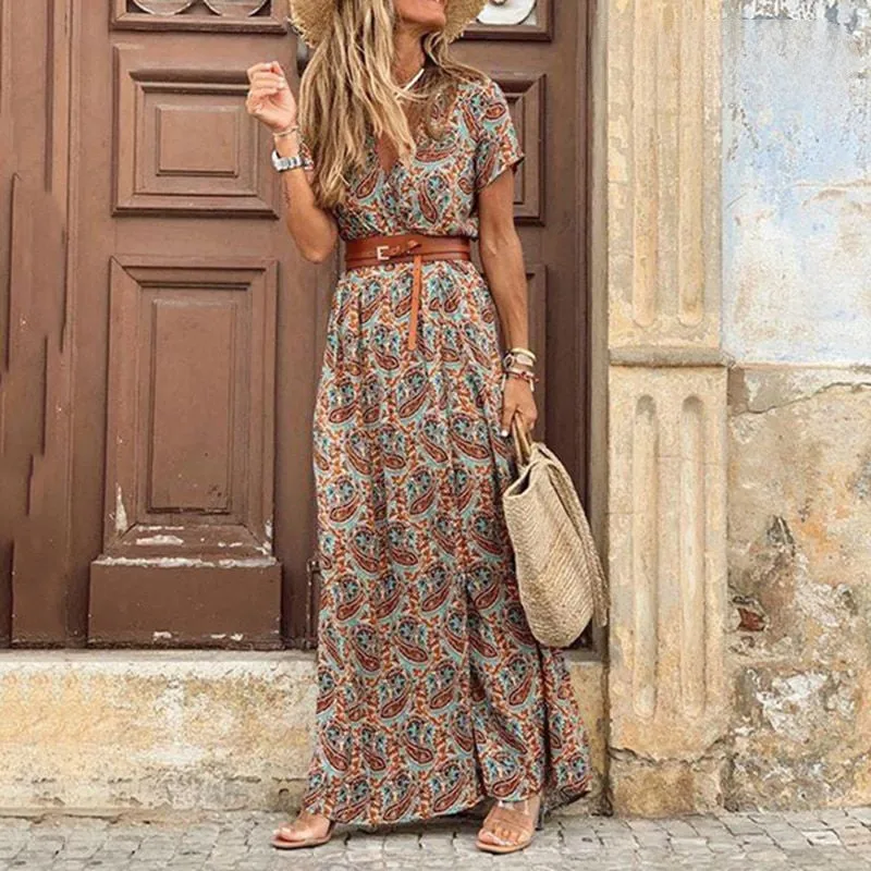 Marlene™ | Hippie Maxi Dress with Paisley Pattern