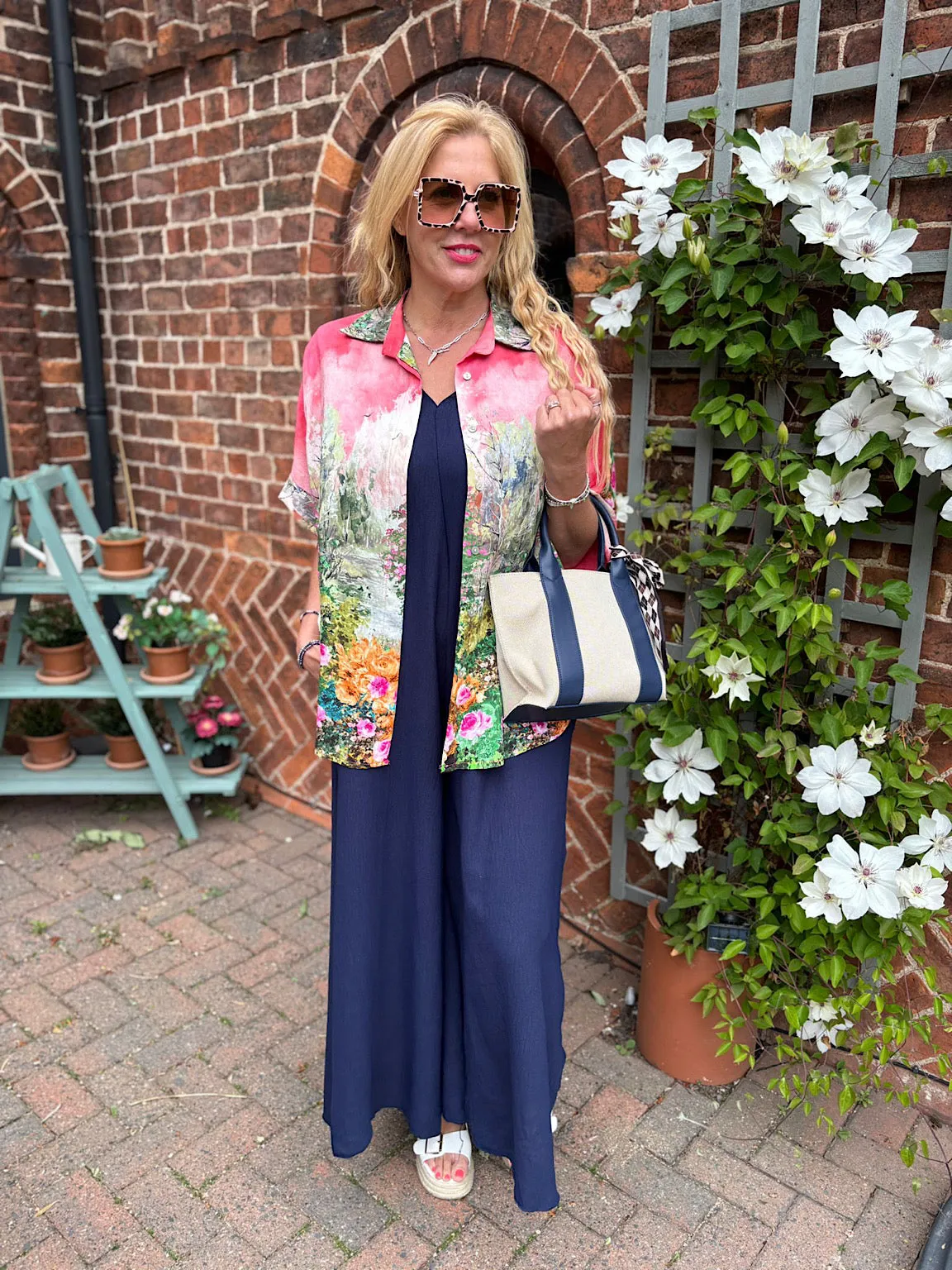 Navy Frill Sleeve Jumpsuit Jessie