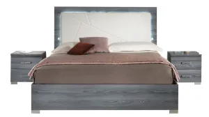 Nicole Bed w/ Upholstered HB in Grey w/ Light SET