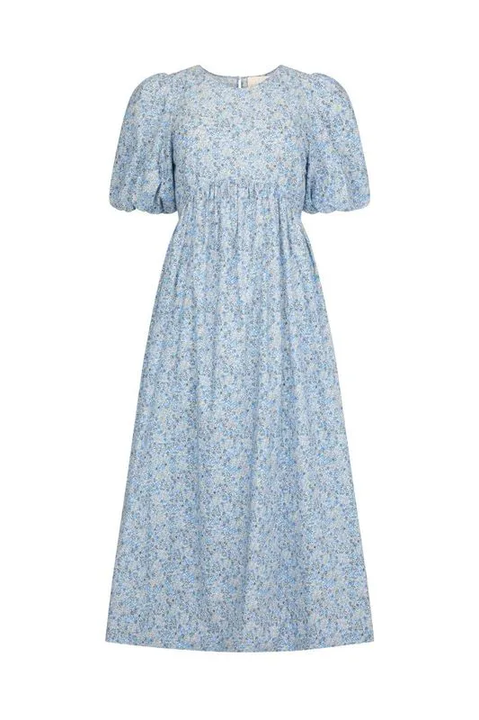 Oak Meadow - Paloma Midi Dress in French Blue Ditsy