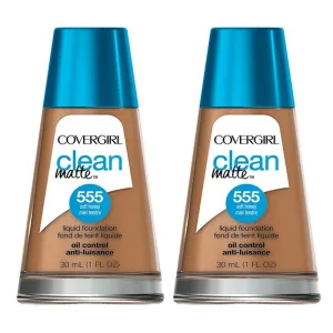 Pack of 2 CoverGirl Clean Matte Liquid Foundation, Soft Honey 555