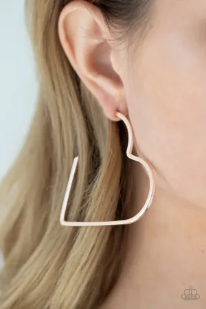 Paparazzi I HEART a Rumor - Rose Gold Heart Hoop Earrings