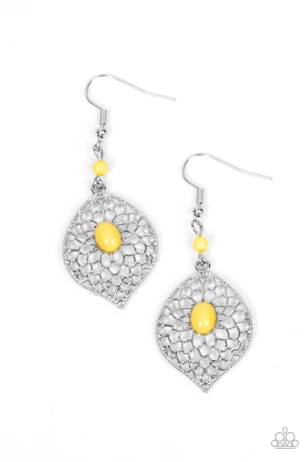 Perky Perennial - Yellow Earrings - Paparazzi Accessories