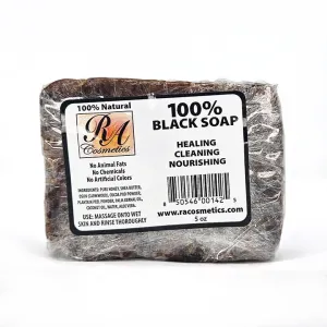 RA COSMETICS 100% African Black Soap Bar - Healing (Unscented)