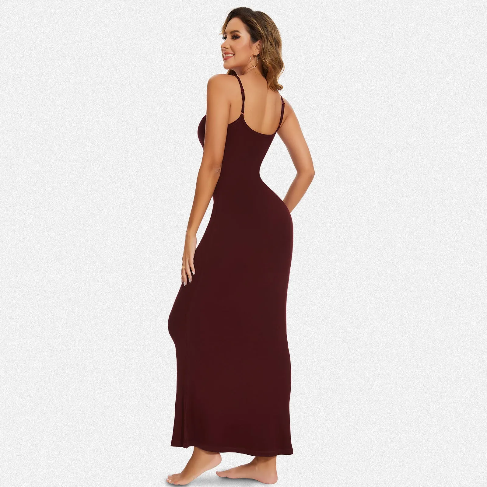 Shaperin Spaghetti Strap Ribbed Bodycon Maxi Dress