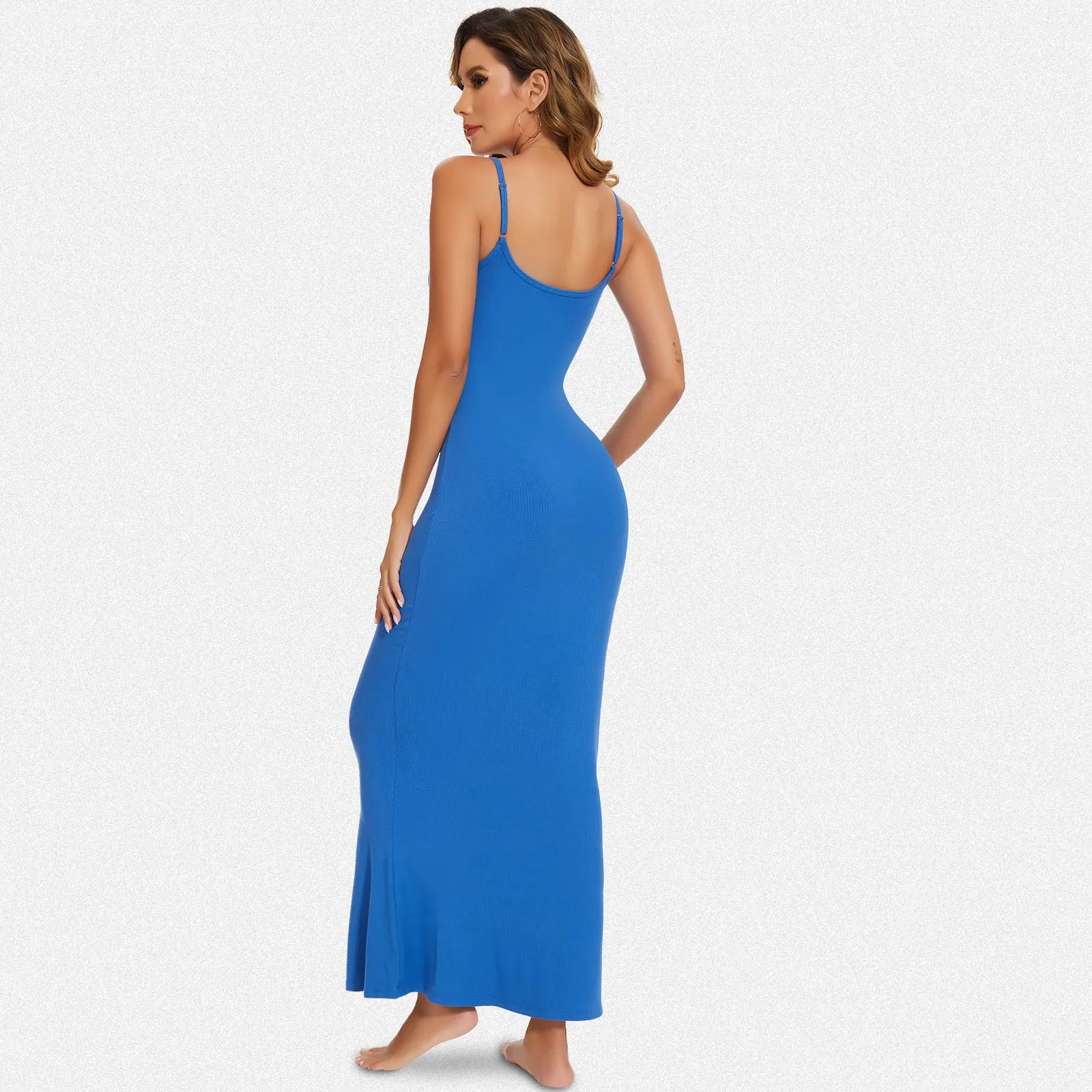 Shaperin Spaghetti Strap Ribbed Bodycon Maxi Dress
