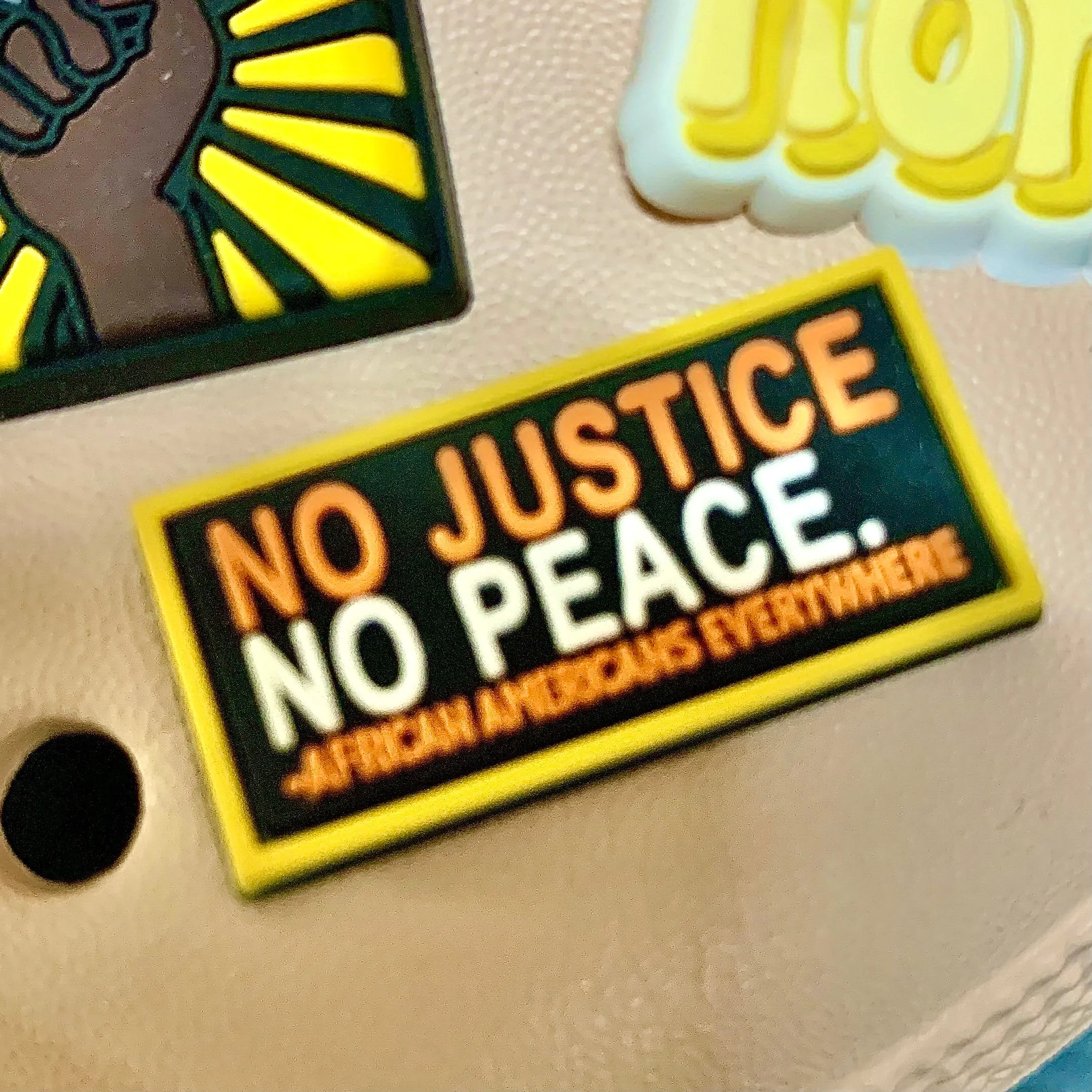 SHOE CHARMS - NO JUSTICE NO PEACE