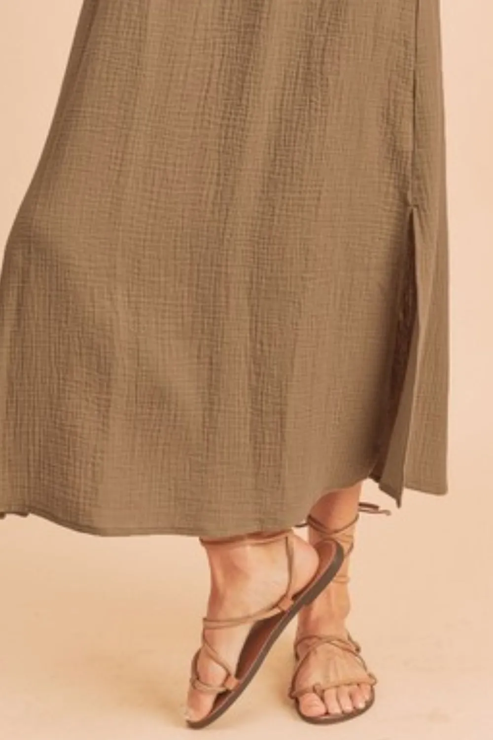 Side Slit Round Neck Sleeveless Tank Dress