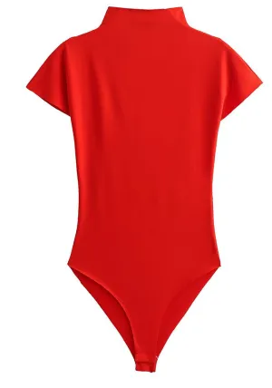 Sleek Half-High Collar Short-Sleeve Jumpsuit for Effortless Style