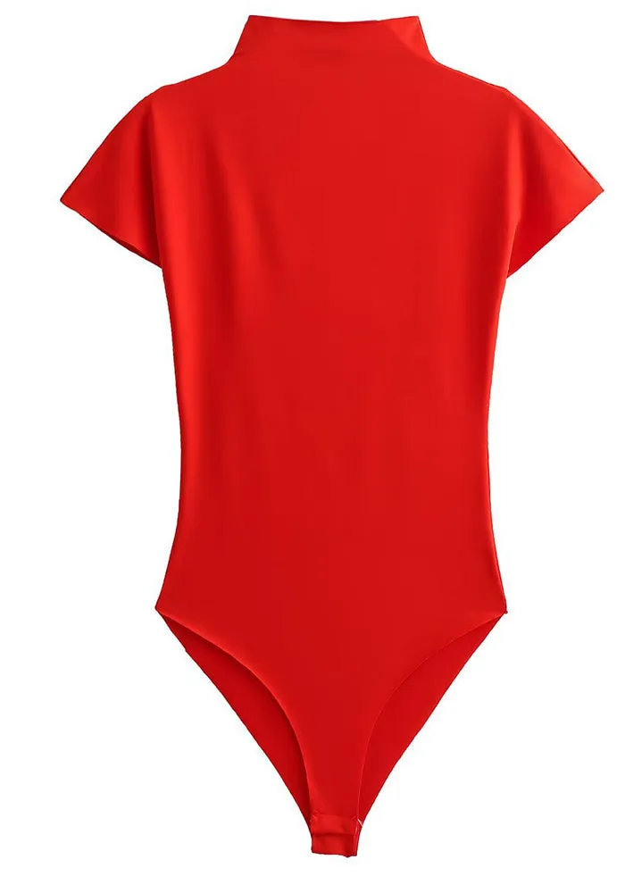 Sleek Half-High Collar Short-Sleeve Jumpsuit for Effortless Style
