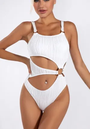 Sophisticated Cutout One-Piece Swimsuit with Ring Accents and Sleek Design