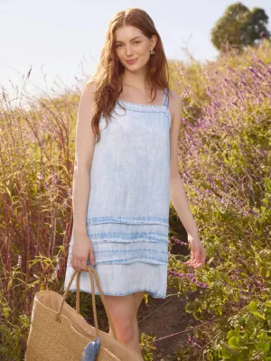 Splendid Celine Mini Dress in Bleached Indigo