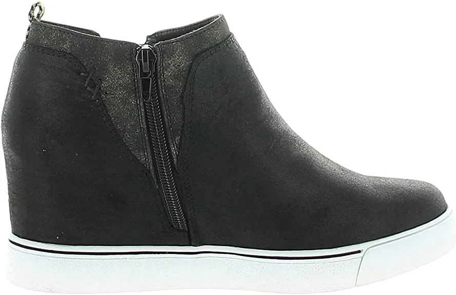Sugar Womens Wedge Sneakers High Top Womens Sneakers with Wedge, Wedgies Sneakers for Women 6 Black