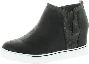 Sugar Womens Wedge Sneakers High Top Womens Sneakers with Wedge, Wedgies Sneakers for Women 6 Black