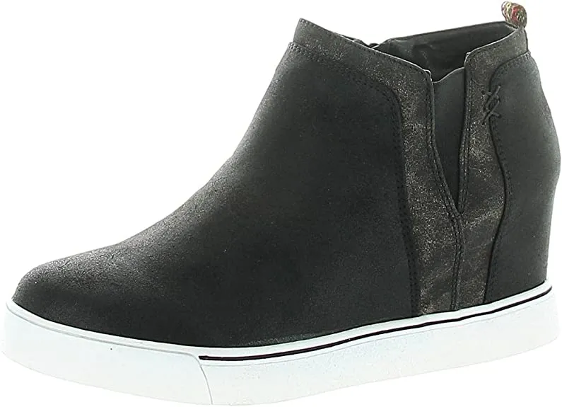 Sugar Womens Wedge Sneakers High Top Womens Sneakers with Wedge, Wedgies Sneakers for Women 6 Black