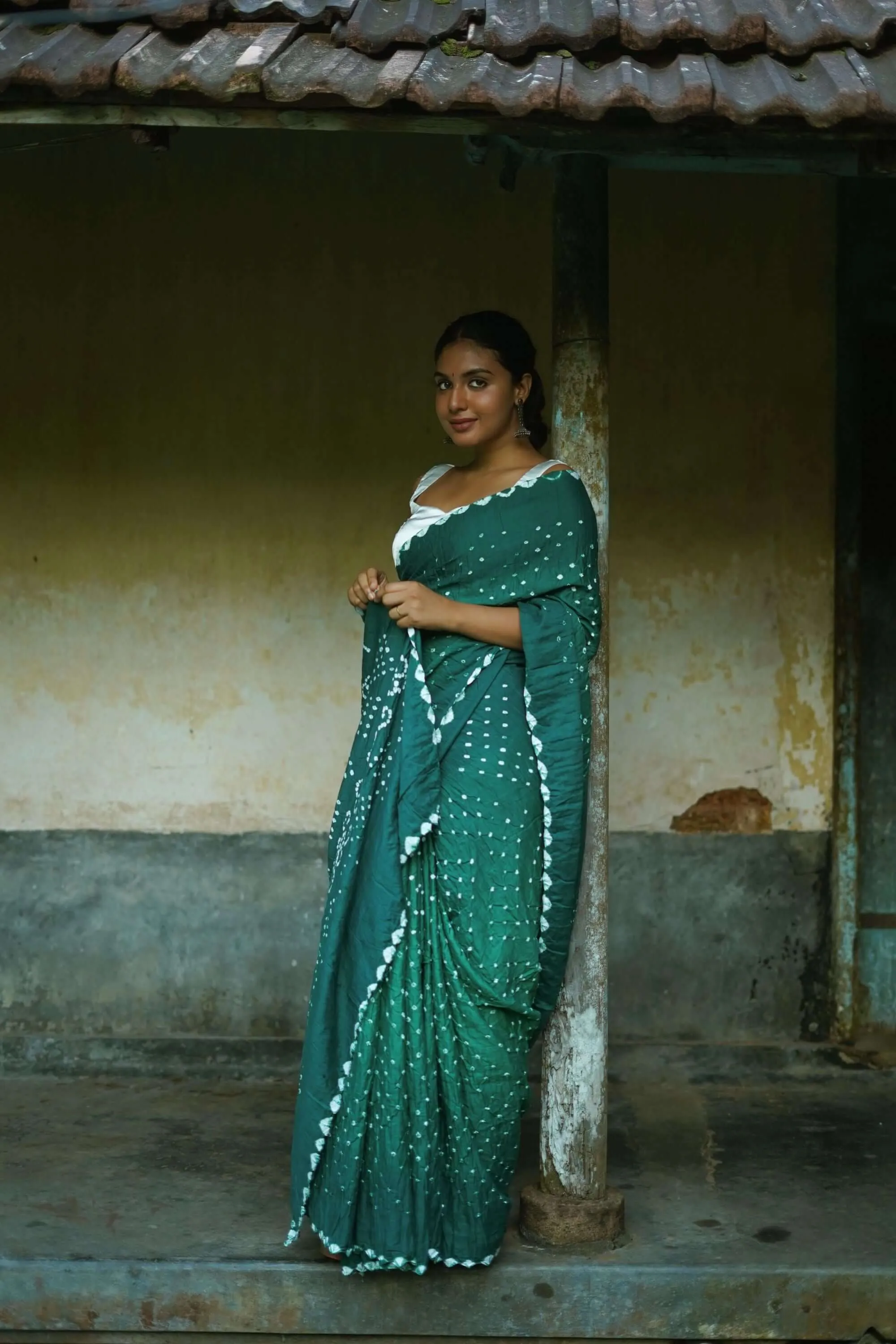 Summer collection sarees - Basant - Bandhani green shaded saree