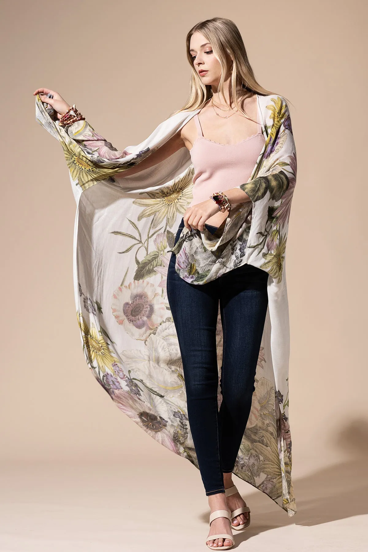 Sunflower Floral Duster Kimono