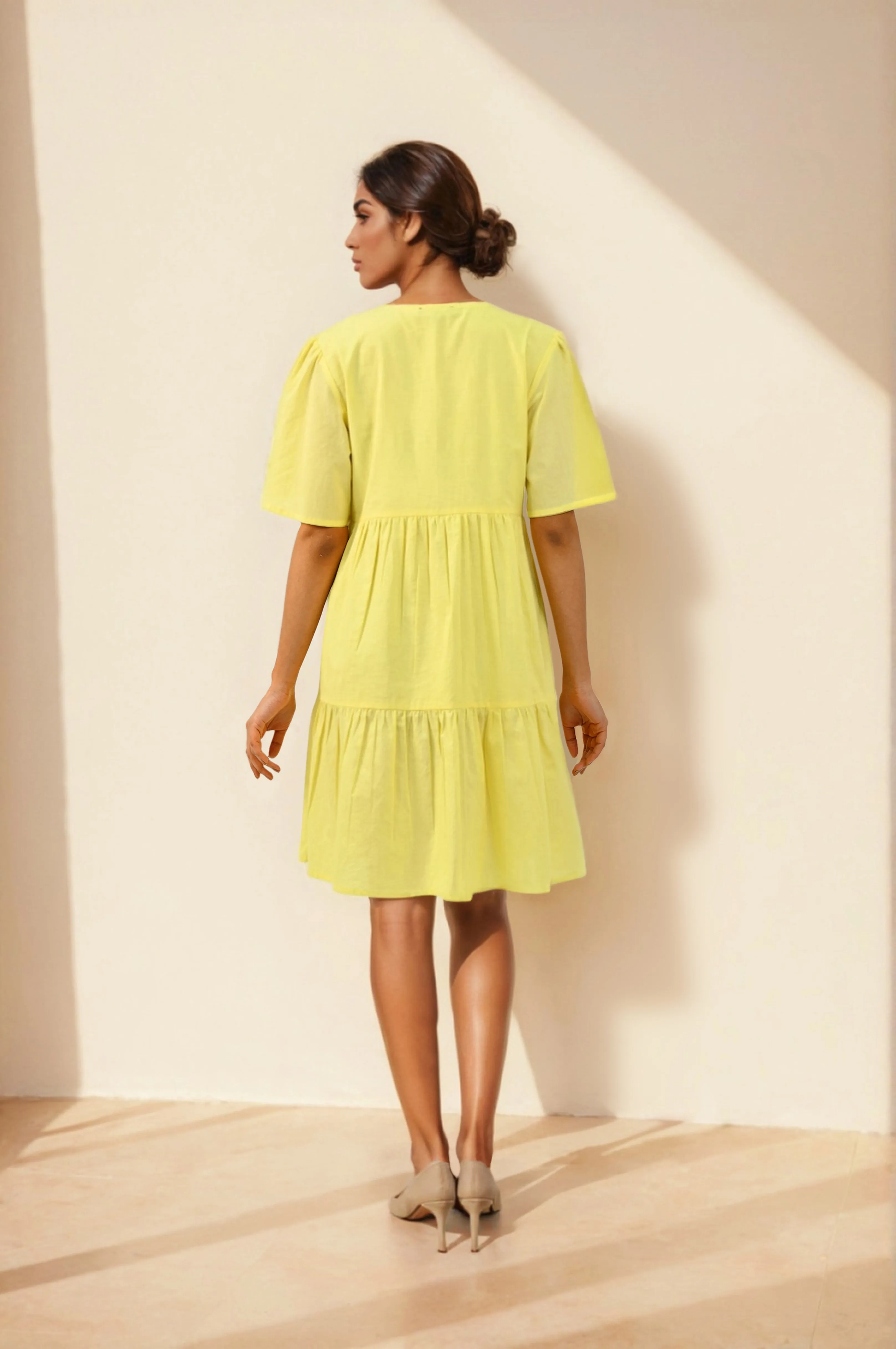 Sunlit Charm Embroidered Cotton Mini Dress