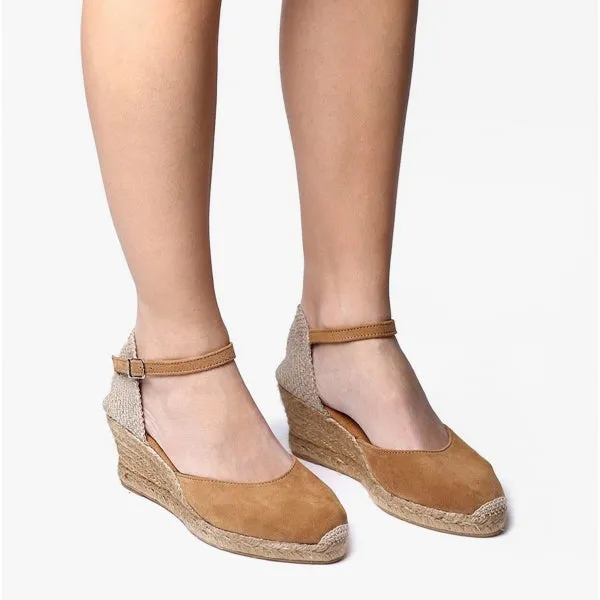 Toni Pons LLORET Womens Suede Wedge Espadrilles Tan