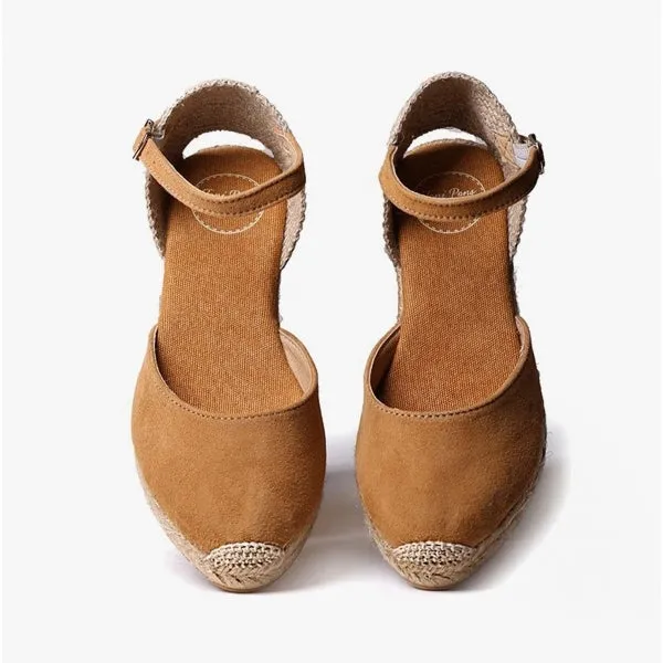 Toni Pons LLORET Womens Suede Wedge Espadrilles Tan