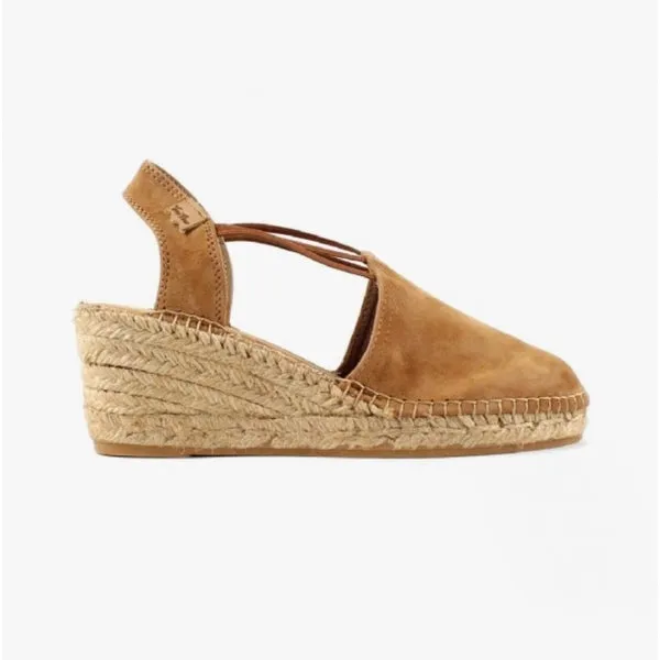 Toni Pons TREMP Womens Suede Wedge Espadrilles Tan