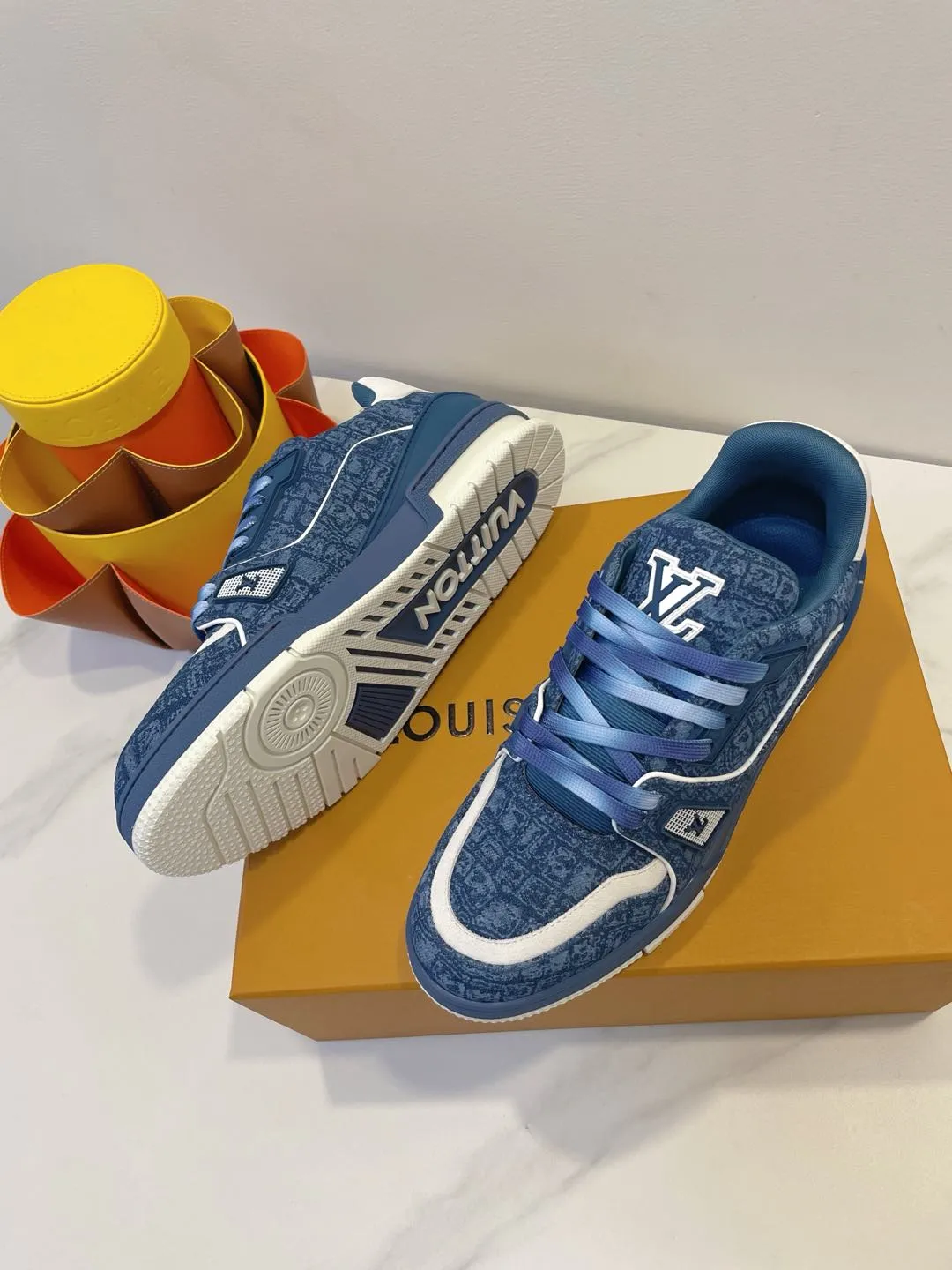 TRAINER SNEAKER IN CLASSIC BLUE MONOGRAM DENIM FABRIC