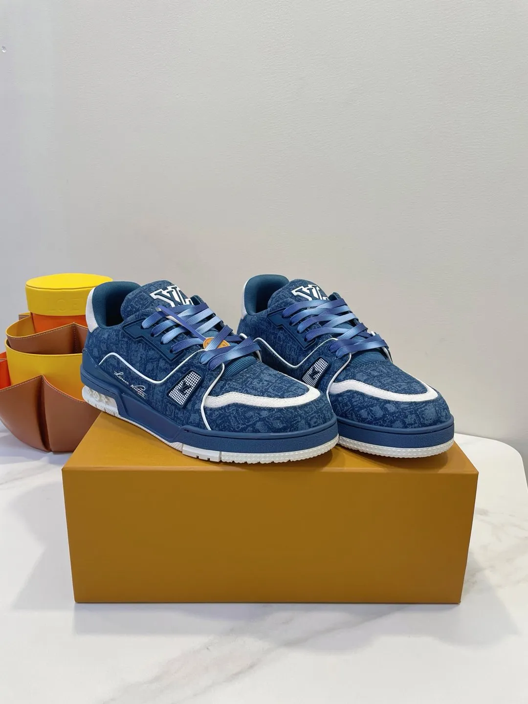 TRAINER SNEAKER IN CLASSIC BLUE MONOGRAM DENIM FABRIC