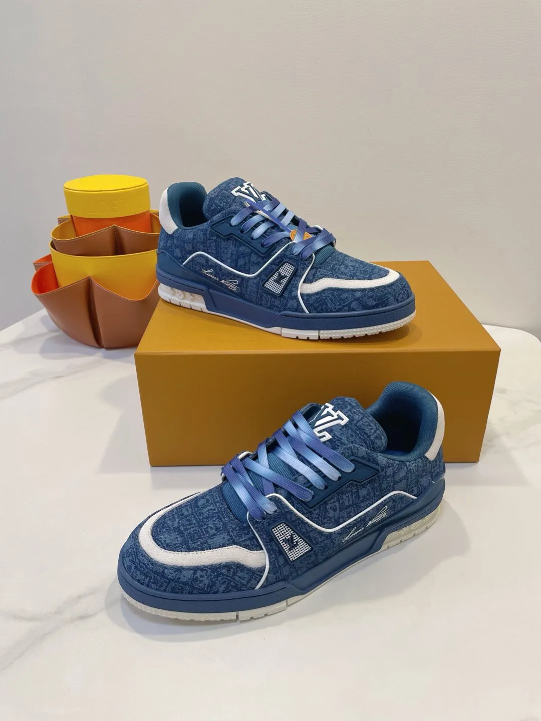 TRAINER SNEAKER IN CLASSIC BLUE MONOGRAM DENIM FABRIC