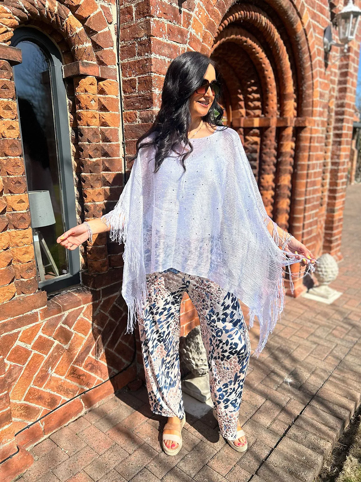 White Diamante Tassel Shawl Susan
