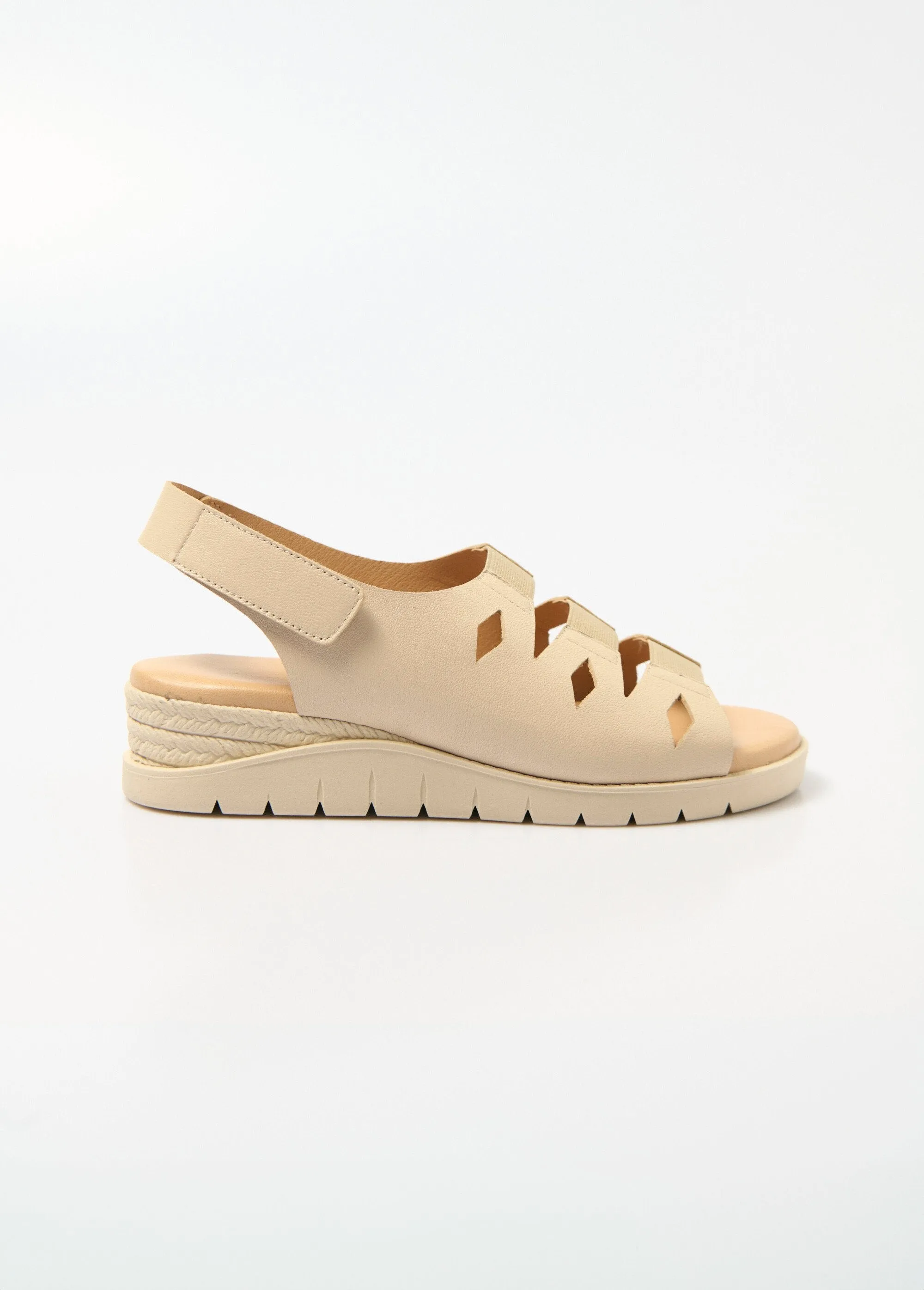 Wide open elasticated sandals