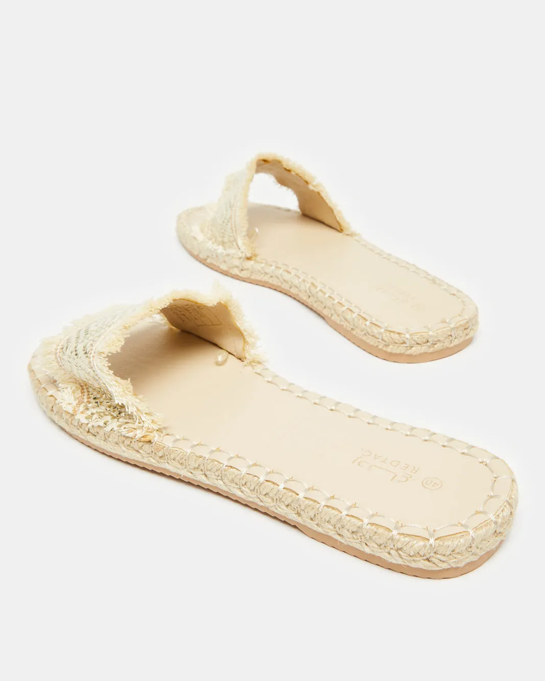 Women Beige Embellished Espadrille Mule