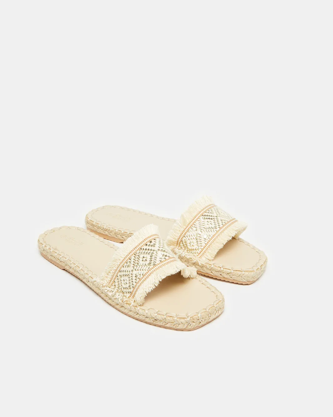 Women Beige Embellished Espadrille Mule