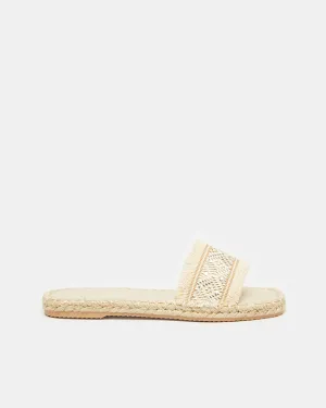 Women Beige Embellished Espadrille Mule