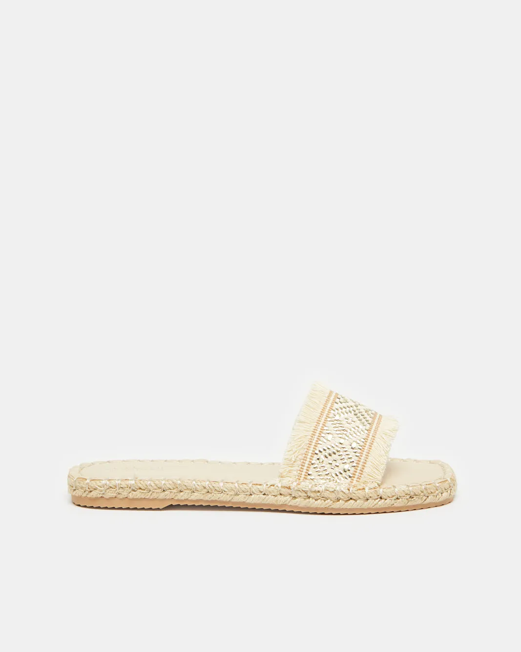Women Beige Embellished Espadrille Mule