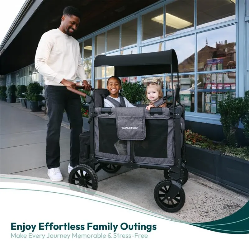 Wonderfold - W2 Luxe Pro Double Stroller For 2 kids, Charcoal Gray