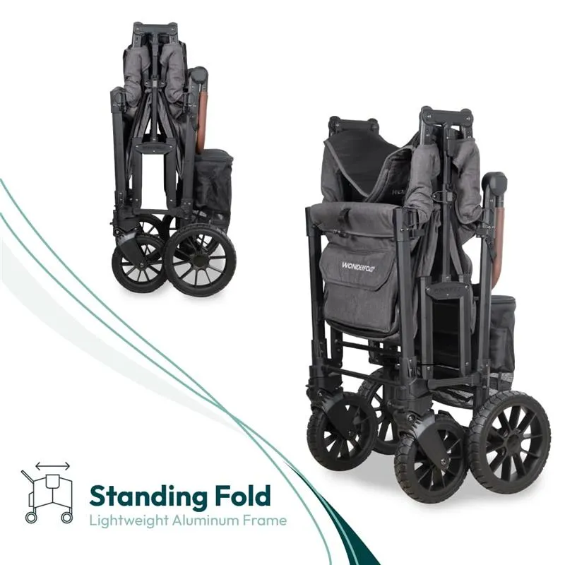 Wonderfold - W2 Luxe Pro Double Stroller For 2 kids, Charcoal Gray