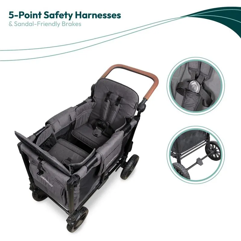 Wonderfold - W2 Luxe Pro Double Stroller For 2 kids, Charcoal Gray